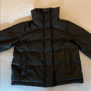 Black vegan leather puffer